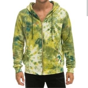 Aviator Nation HOODIE - TIE DYE GREEN YELLOW